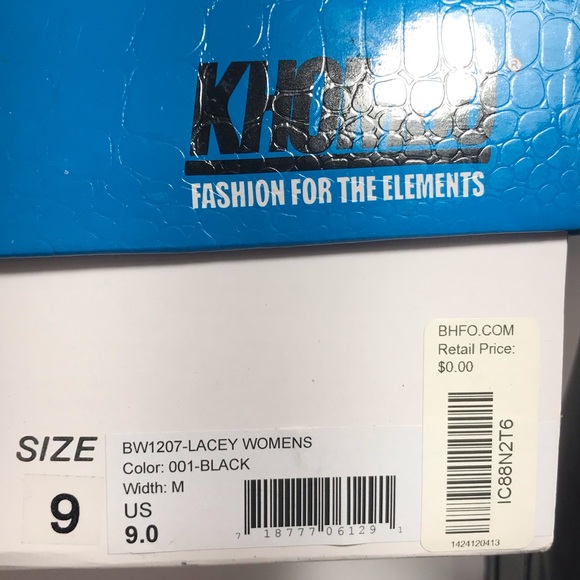 Khombu Lacey Black Rubber Wedge Heel Rain Boots Size 9 NIB - Picture 9 of 12